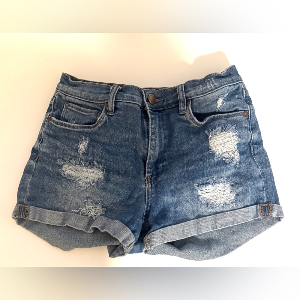 Blank NYC Blue Distressed Jean Shorts